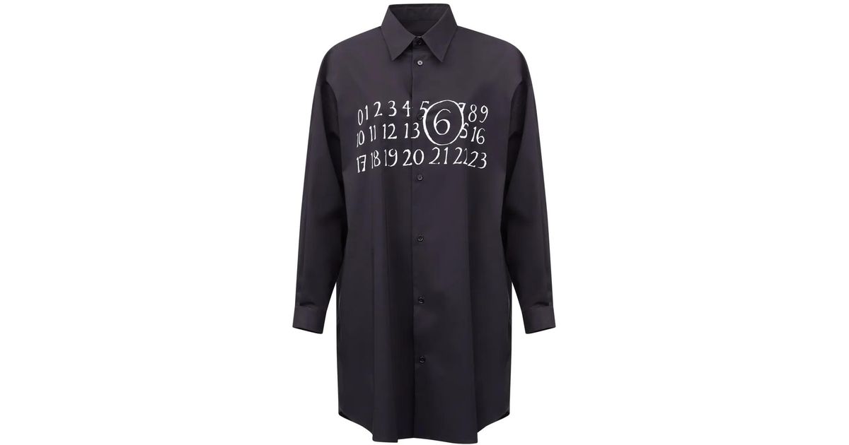 MM6 by Maison Margiela ナンバーモチーフ シャツドレス ブルー | Lyst