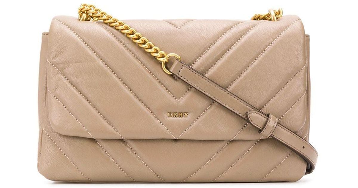 DKNY Beige Quilted Cross Body Bag, Gently Used