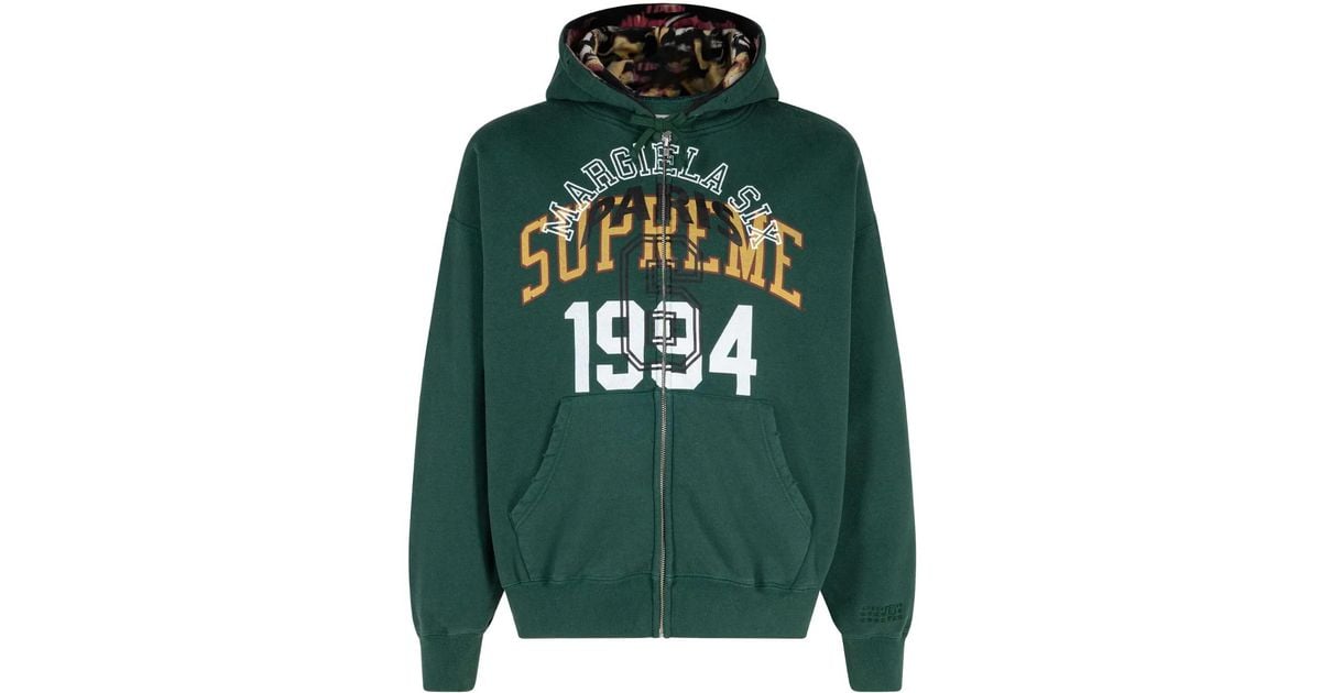 Supreme X Mm6 Maison Margiela Zip-Up Hoodie in Green | Lyst