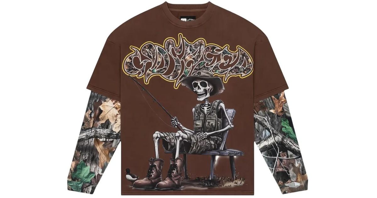 Godspeed Gone Fishing Layered T-Shirt in Brown for Men | Lyst UK