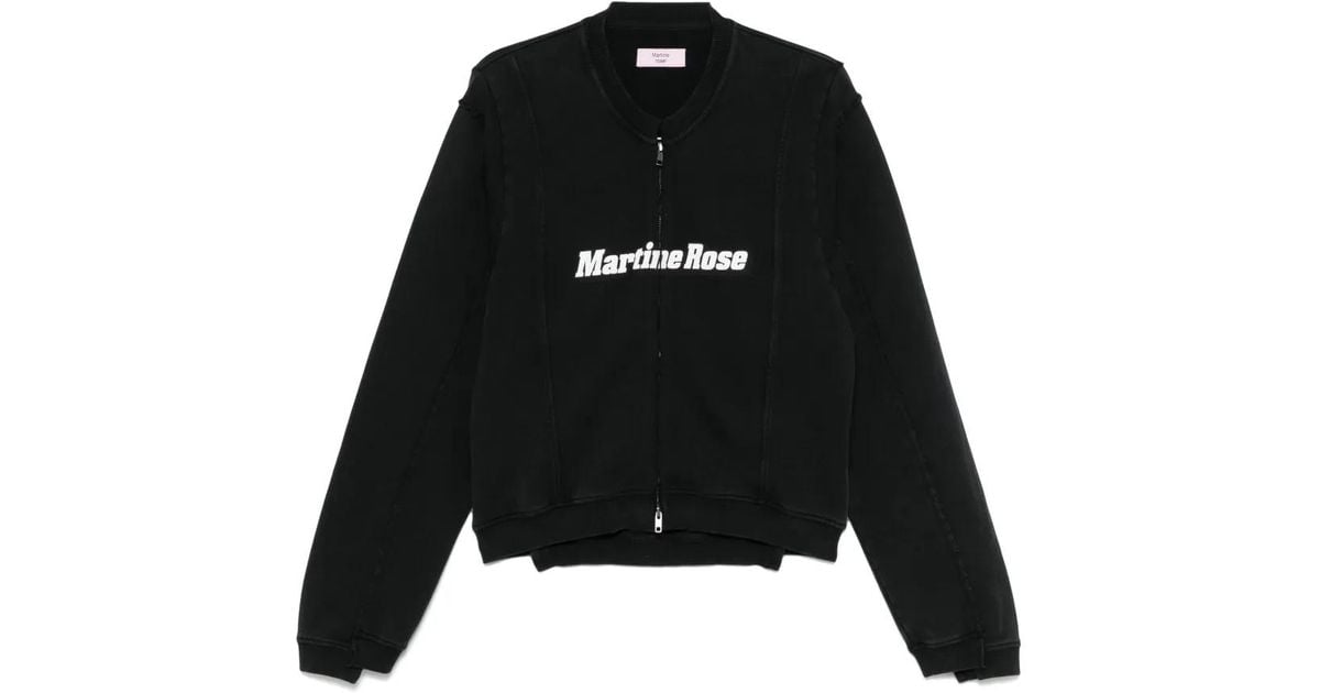 Martine Rose Shrunken Zip-Up Sweatshirt in Black | Lyst