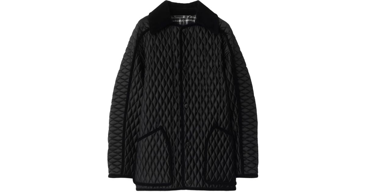 Burberry コーデュロイトリム キルティングジャケット ブラック | Lyst