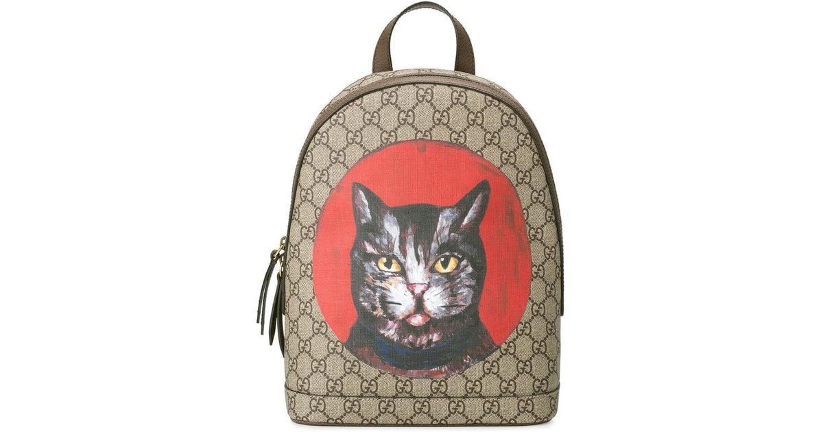 Gucci Leather Gg Supreme Mystic Cat 