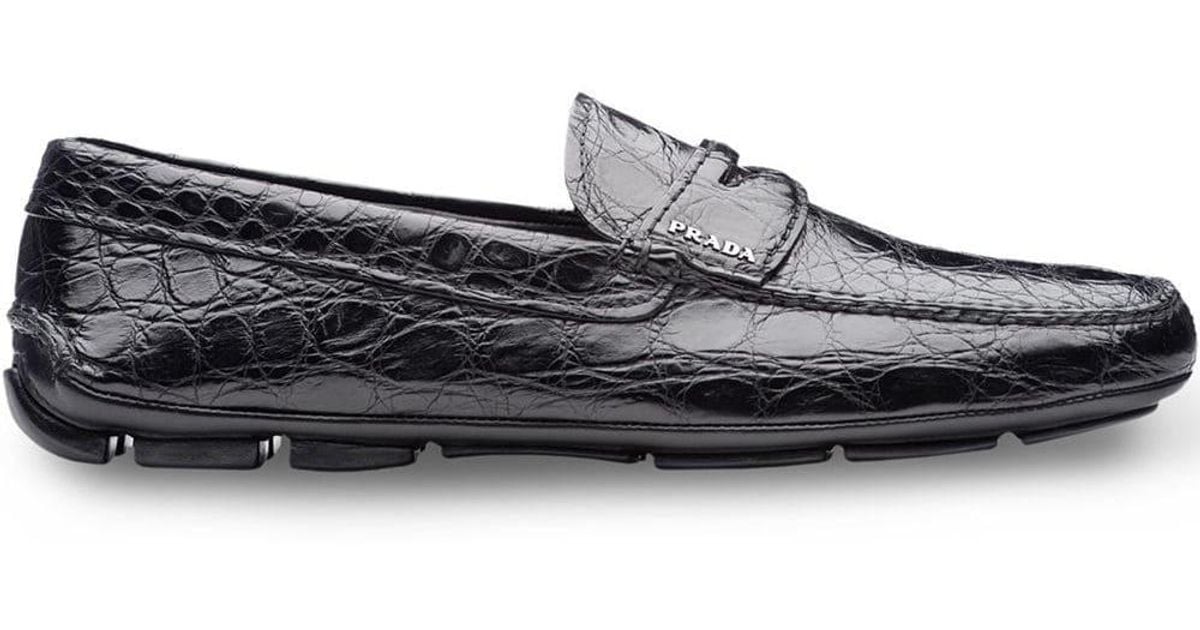 Prada Crocodile Leather Driving Shoes 