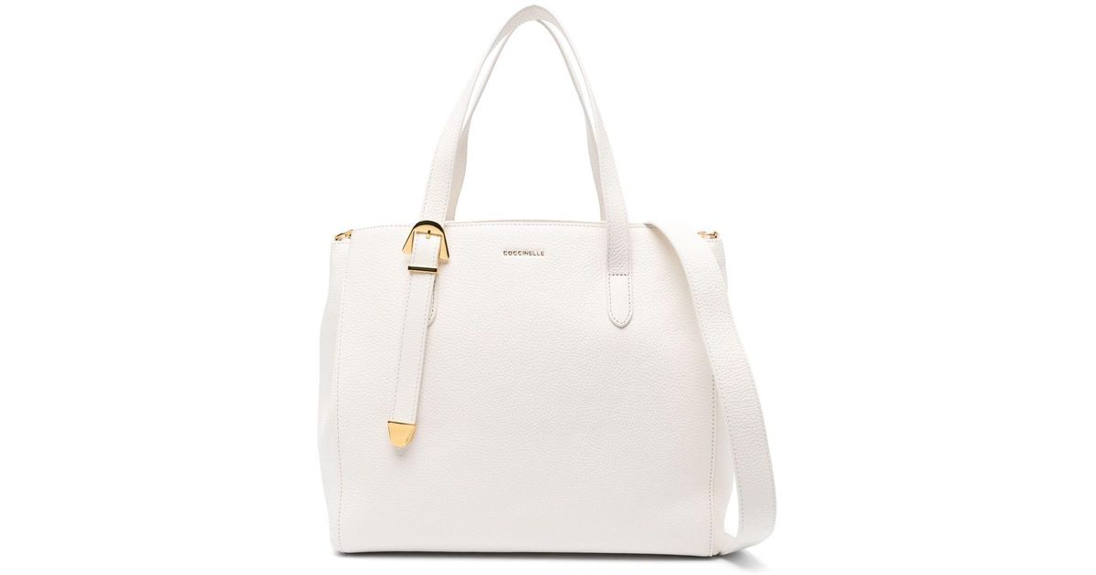 Coccinelle Gleen Leather Tote Bag in Natural | Lyst