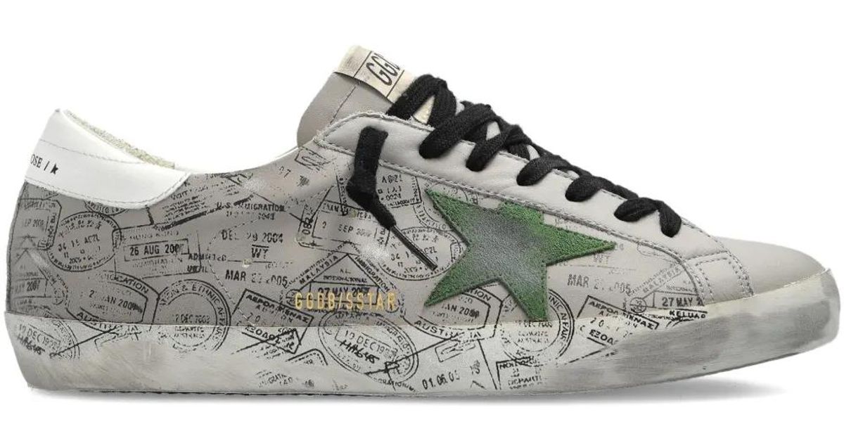 Golden Goose Super-Star Stamp-Print Sneakers in Grey for Men
