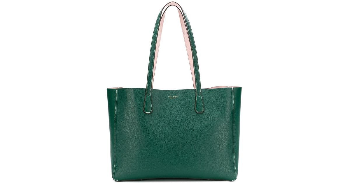 Tory Burch Leather Perry Reversible Tote Bag in Green | Lyst