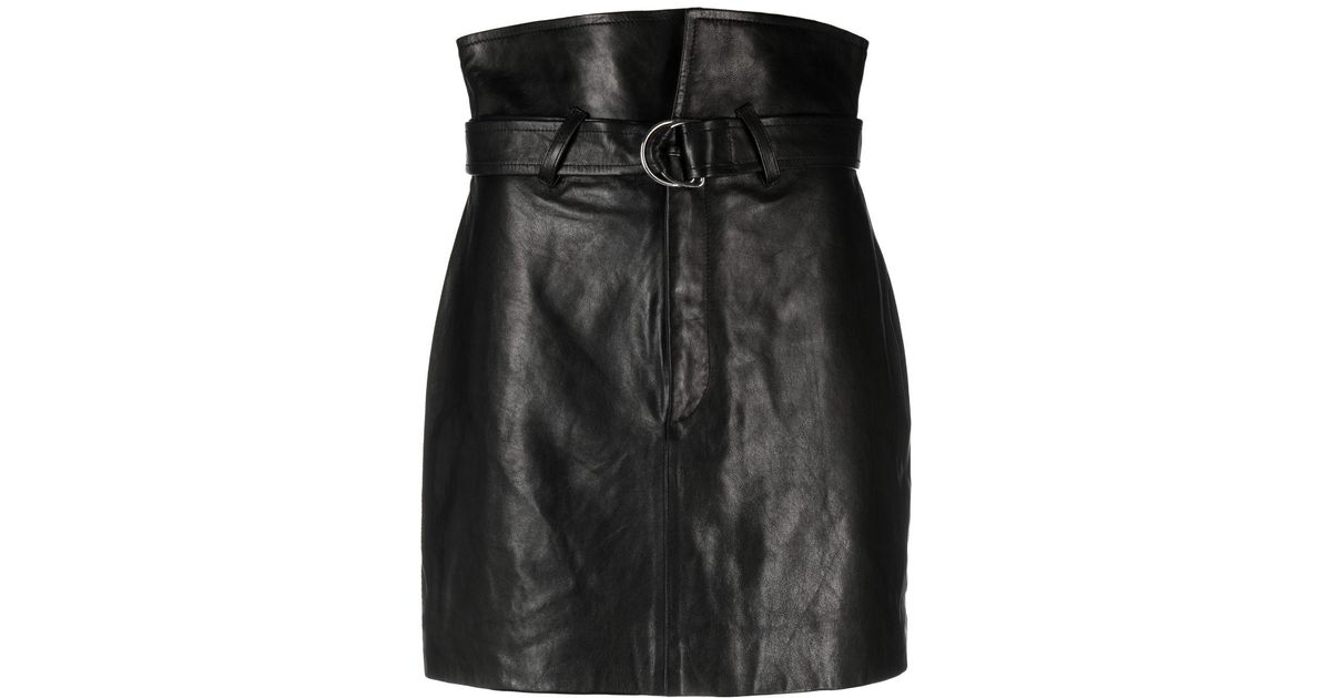 IRO Angelica Belted Leather Skirt in Black | Lyst