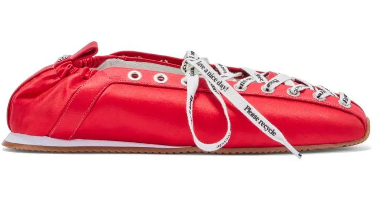Ganni Drawstring Sneakers in Red | Lyst