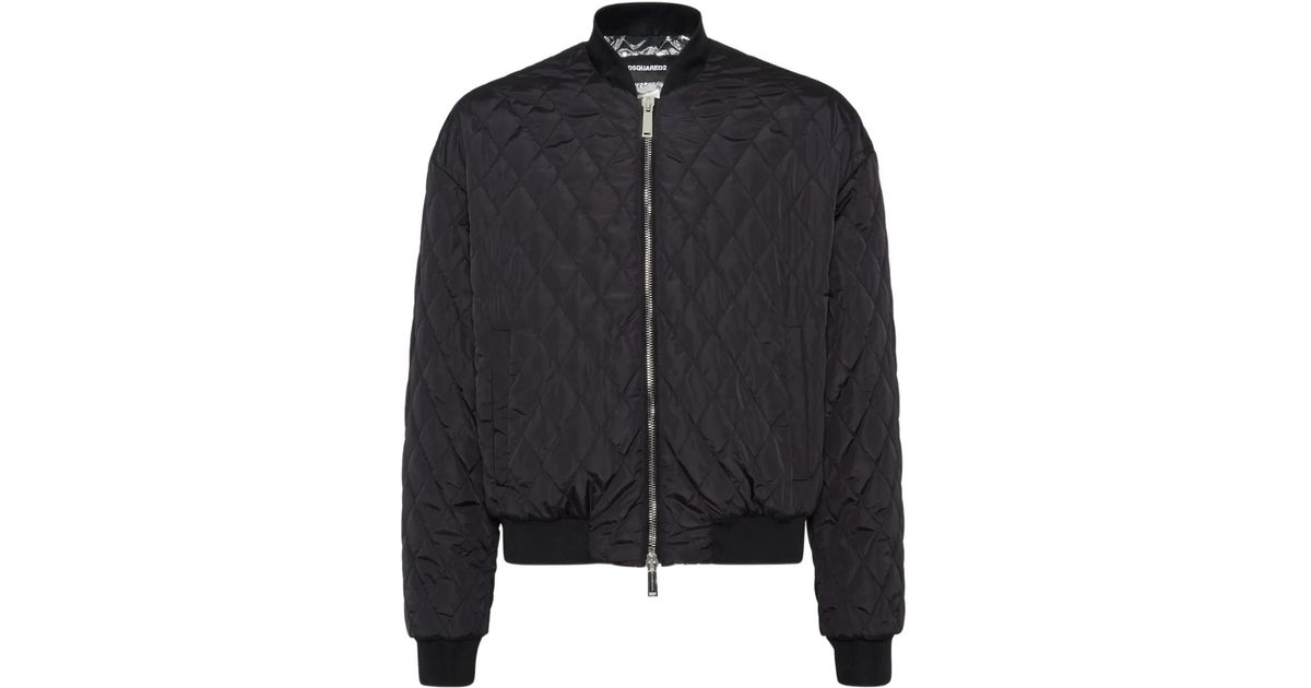 Square D Jacket DSquared² Diamond-Quilted Bomber Jacket in Black for Men | Lyst