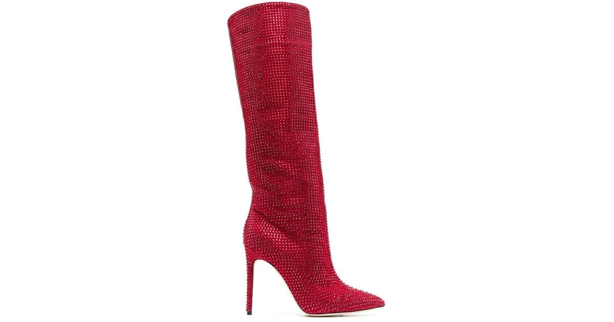 Paris Texas Embellished Holly Stiletto Boots in Red | Lyst