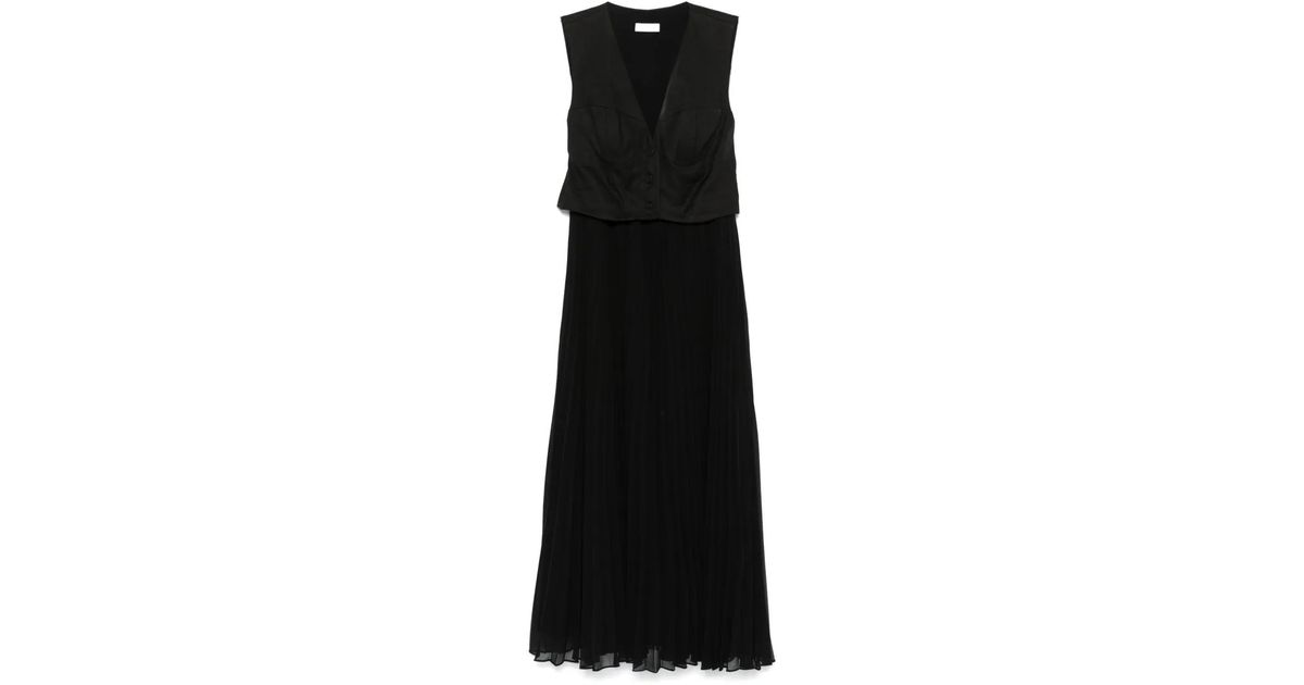 Sandro Pleated Maxi Dress in Black | Lyst