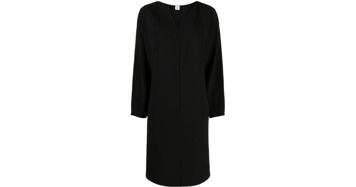By Malene Birger Elvina Vertical-seamed Midi Dress in Black | Lyst