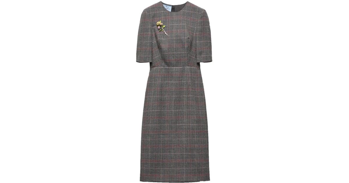 【プラダ・PRADA】Prince-of-Wales checked midi-dress Prada Prince-of-Wales checked midi-dress | REVERSIBLE