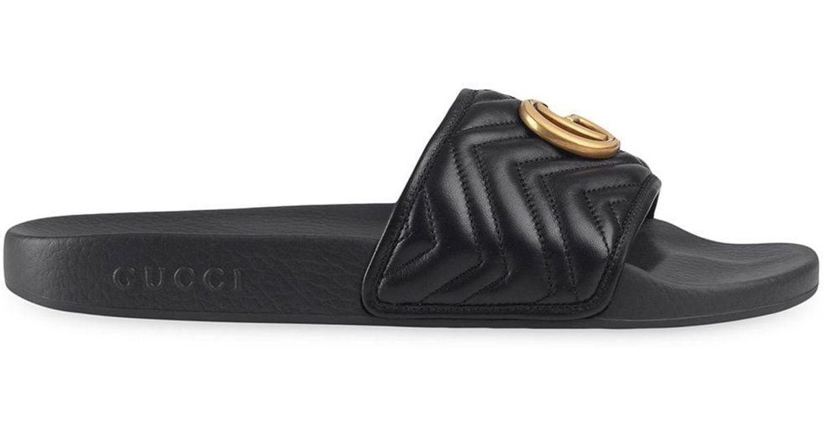 Gucci Double G Matelass Slides in Black for Men Lyst