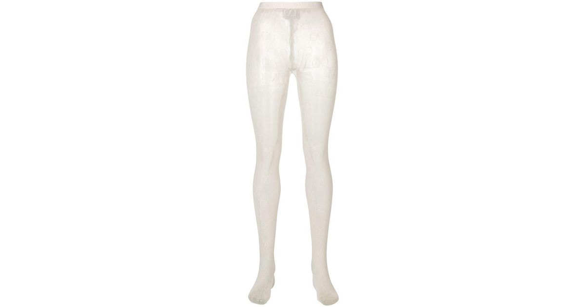 Gucci Interlocking GG Tights in White 