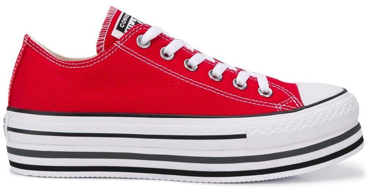 Converse Canvas Platform All-star Sneakers in Red | Lyst