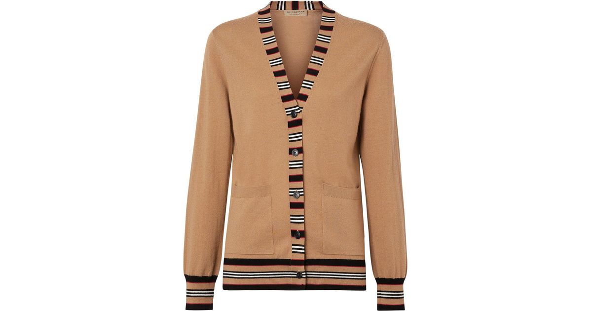 burberry icon stripe merino wool cardigan