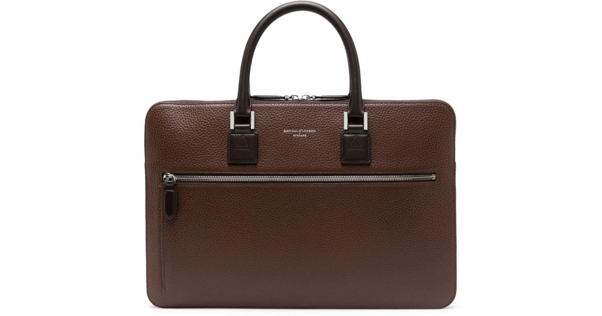 Aspinal of London Connaught Leather Briefcase in Brown for Men Lyst