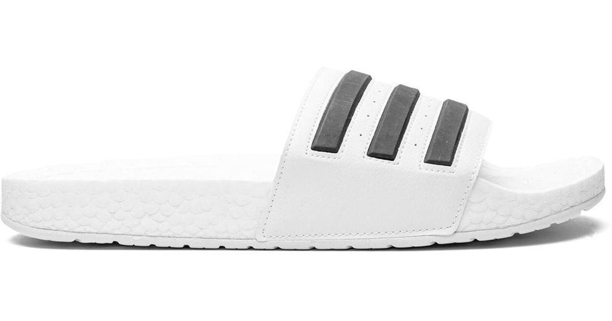 adidas Leather Adilette Boost Slides in White for Men Lyst Canada