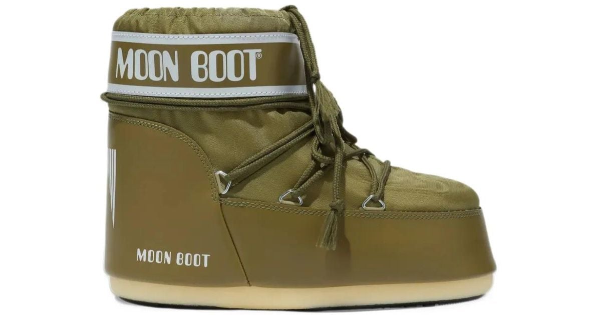 Moon Boot Icon Low Khaki Nylon Boots in Green | Lyst