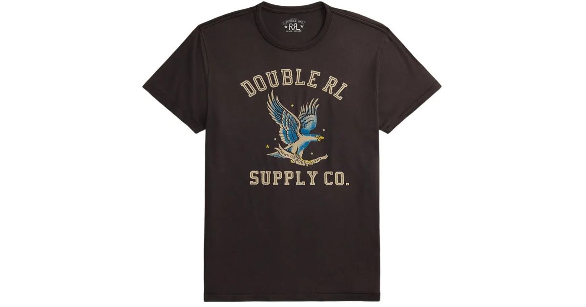 RRL Eagle-Print Cotton T-Shirt in Black for Men | Lyst