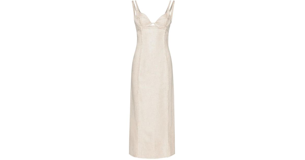 Frayed Robe Jacquemus Valérie Frayed Midi Dress in White | Lyst