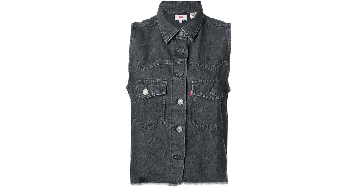 Levi's Sleeveless Denim Jacket in Grey (Gray) Lyst