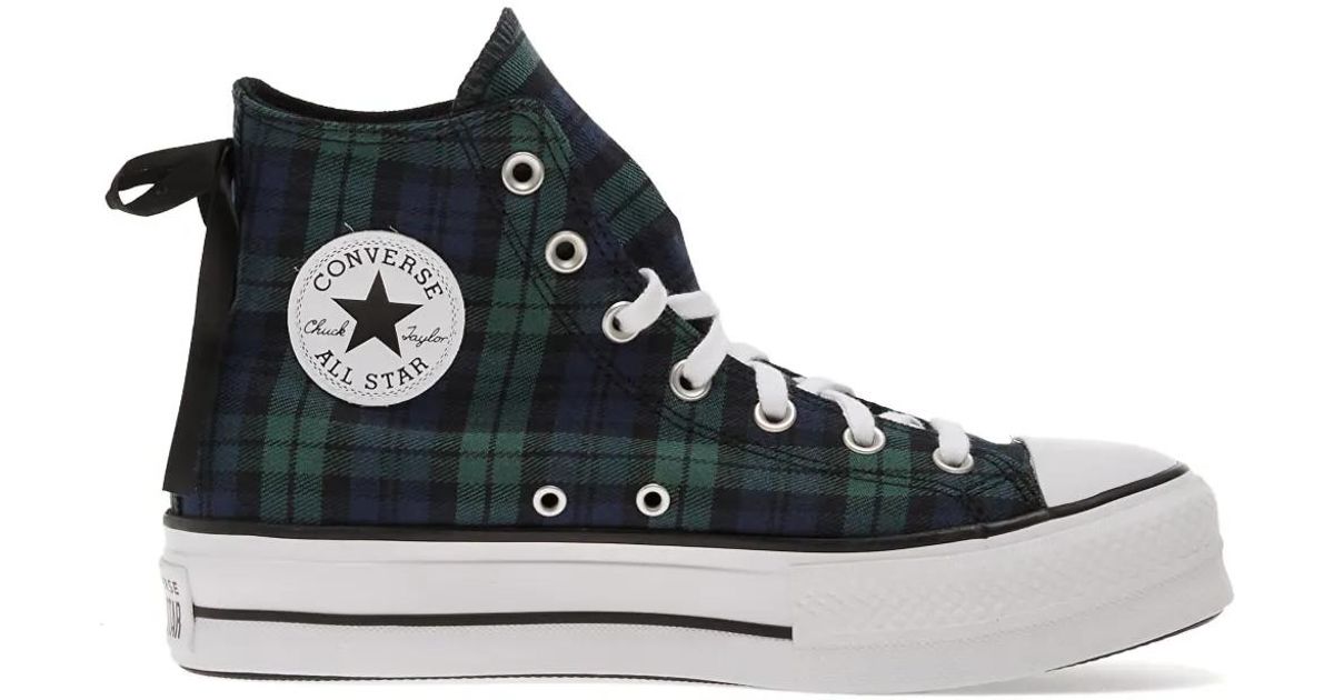 Converse Chuck Taylor All Star Lift Plaid-Pattern Sneakers in Black | Lyst