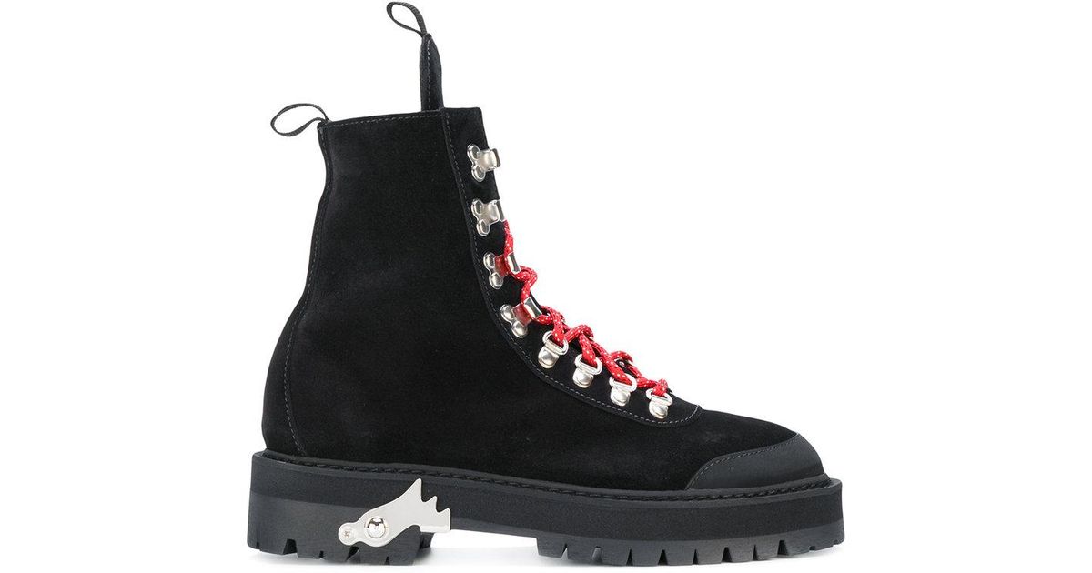 o Virgil Abloh Leather Lace Up Booties 