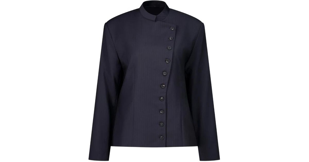 Paloma Wool Banjo Buttoned Pinstripe-Pattern Jacket in Blue | Lyst UK