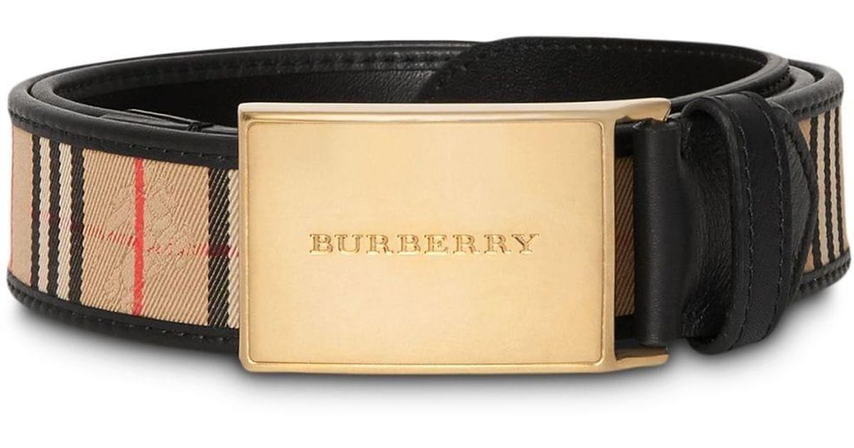 plaque buckle 1983 check and leather belt