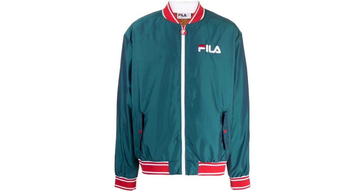 Fila Logo-embroidered Bomber Jacket in Green for Men
