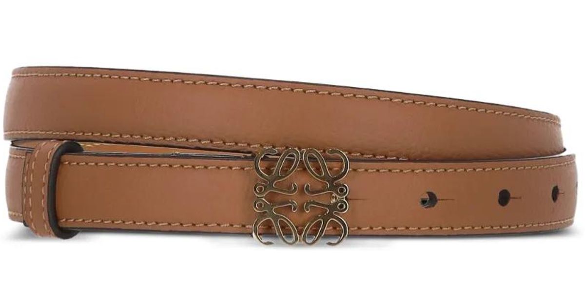 Loewe Anagram Pebble Belt Brown Leather Gold Tone Size 85 New in Box 2cm Loewe Brown Leather Belt with Gold-tone Anagram Buckle main image 4