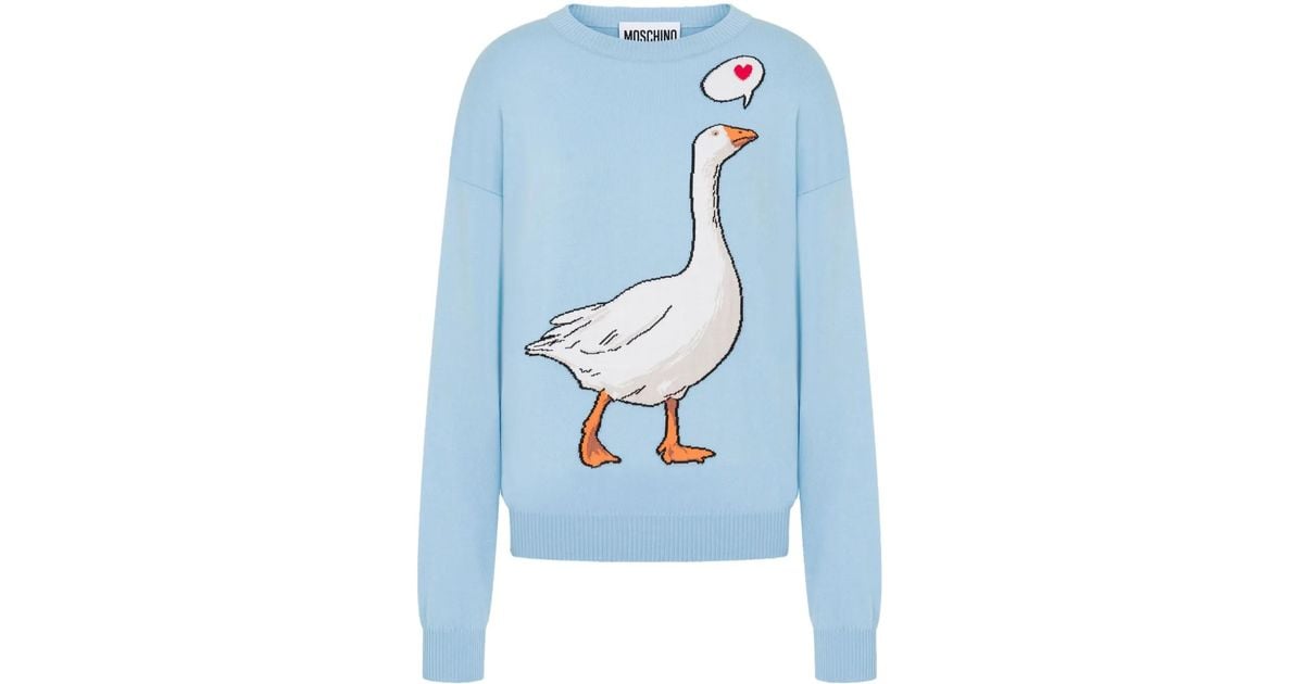 【関税＆送料込み】Moschino Pouch With Goose Motif Moschino goose-motif Sweater | Blue | FARFETCH JO