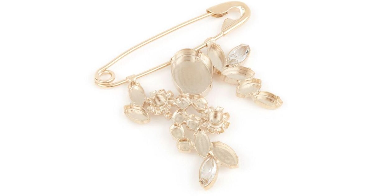 Maison Margiela Crystal-embellished Safety Pin Brooch in White for Men ...