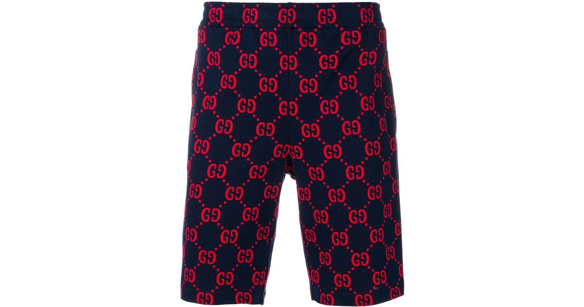 Gucci Cotton Gg Print Jogger Shorts in 