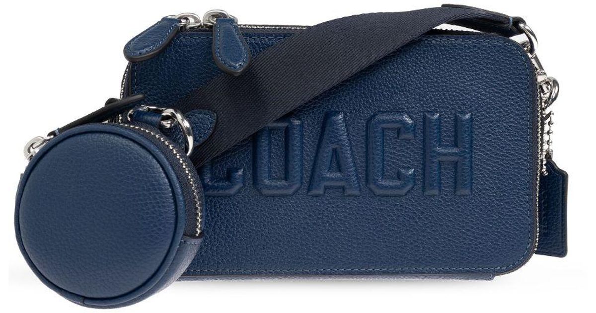 COACH DebossedLogo Leather Shoulder Bag in Blue for Men Lyst UK