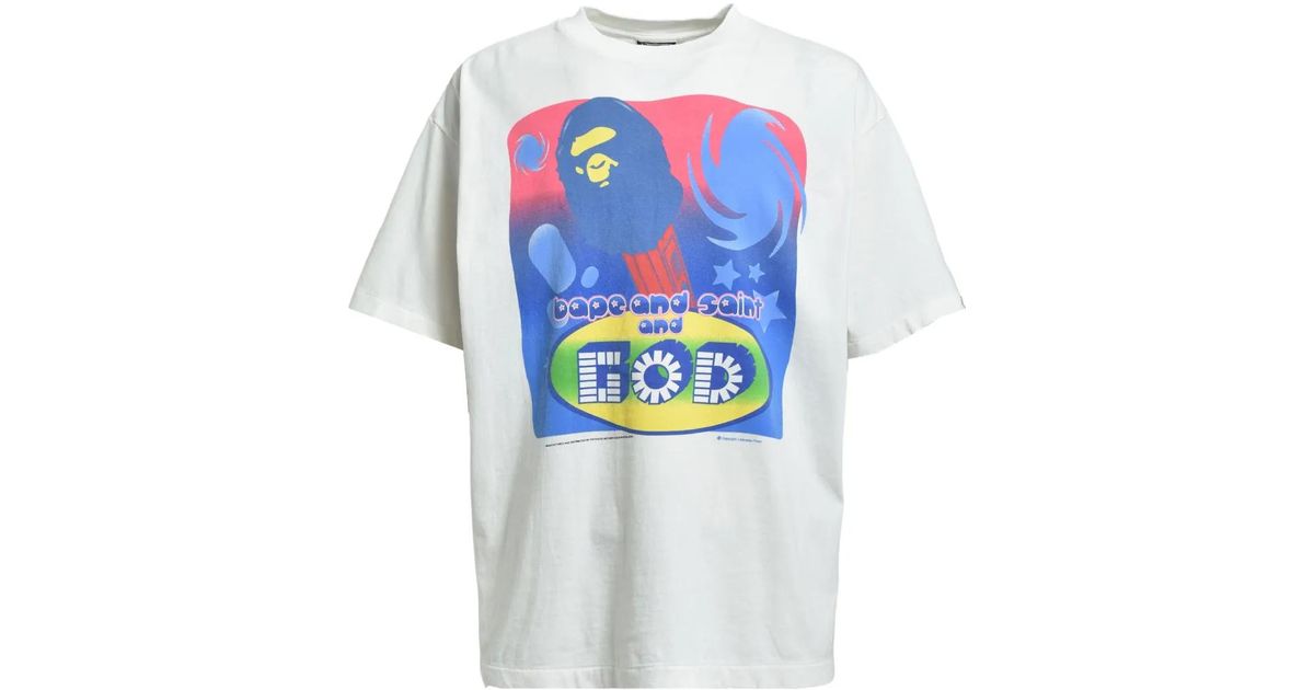 SAINT Mxxxxxx X Bape Cotton T-Shirt in White for Men | Lyst