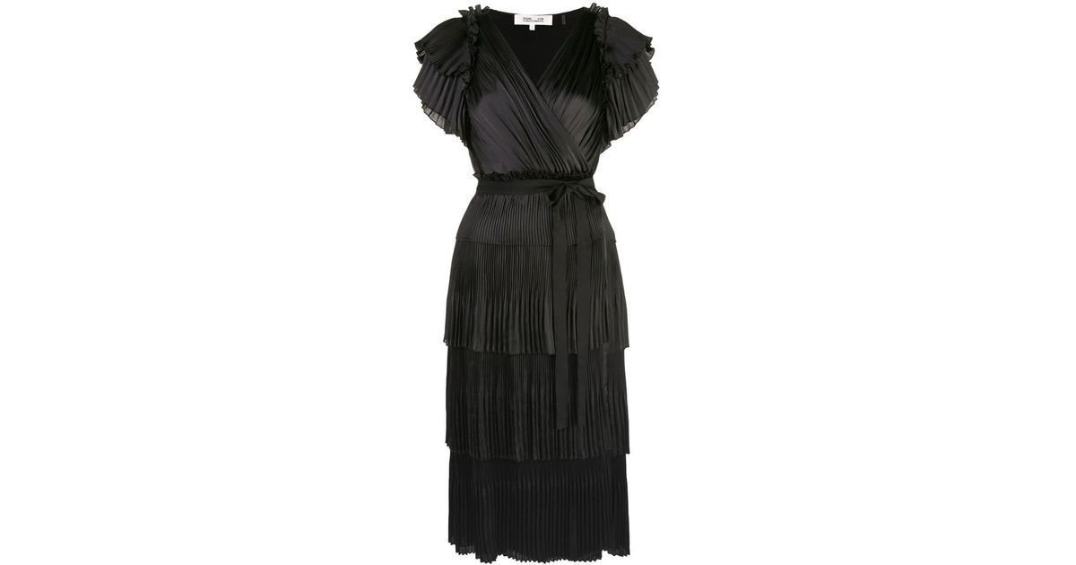 sasha pleated ruffle wrap dress