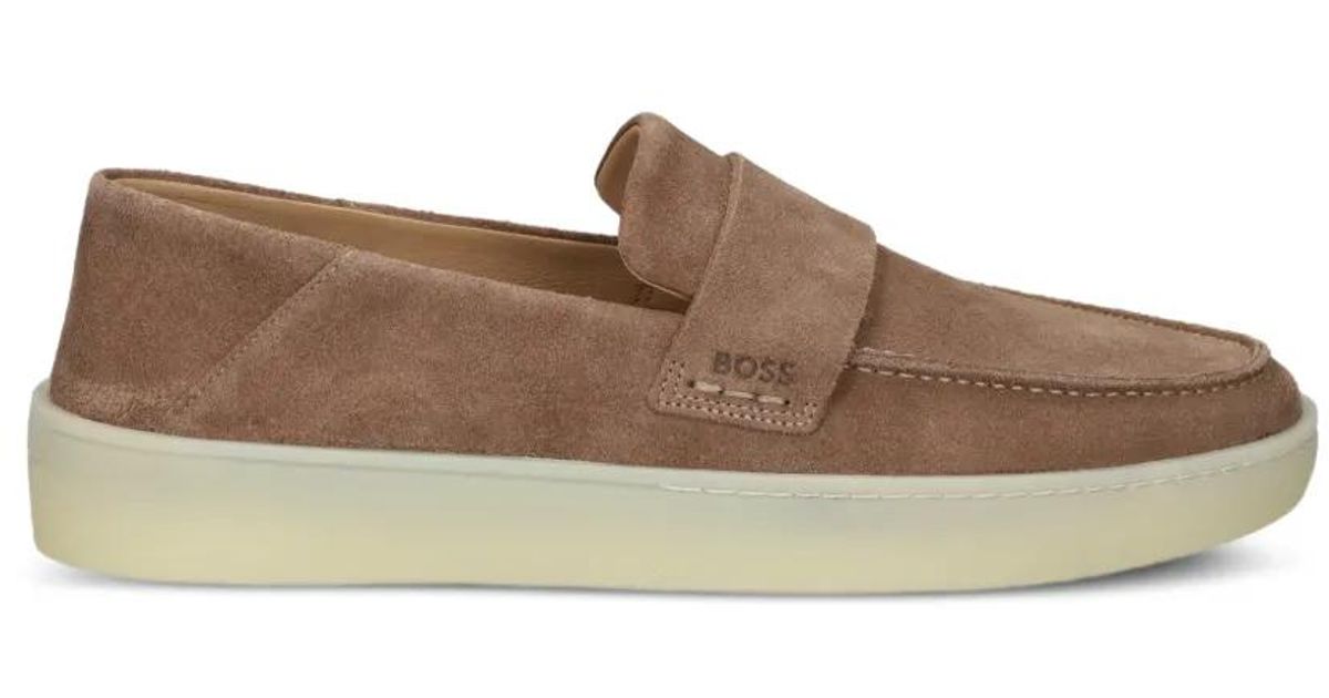 BOSS Band Detail Boat Shoes in Brown for Men | Lyst