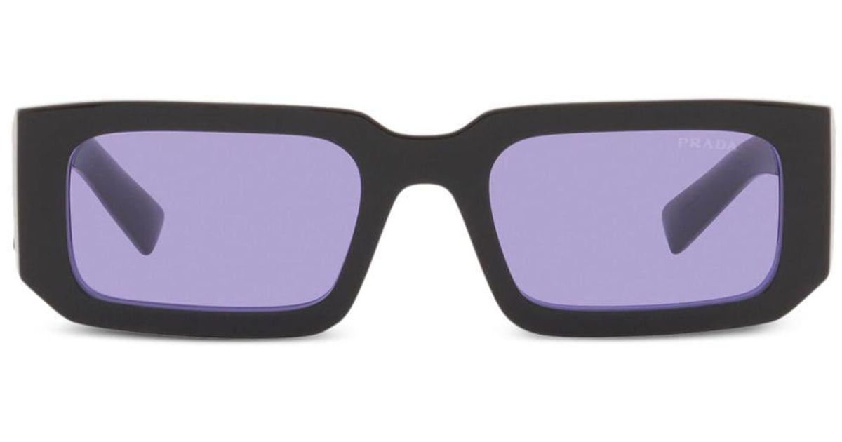 Prada RectangleFrame Sunglasses in Blue for Men Lyst UK