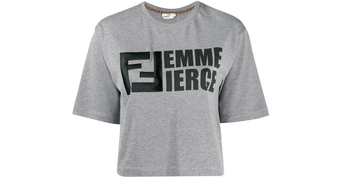 Fendi Femme Fierce T-shirt in Gray | Lyst