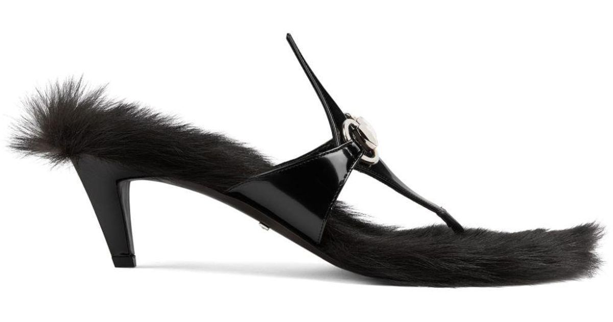 Gucci Horsebit Thong Sandals in Black Lyst
