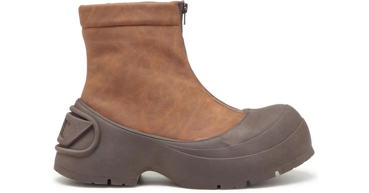 DIESEL D-Donald-Rubber-Trimmed Ankle Boots in Brown for Men | Lyst