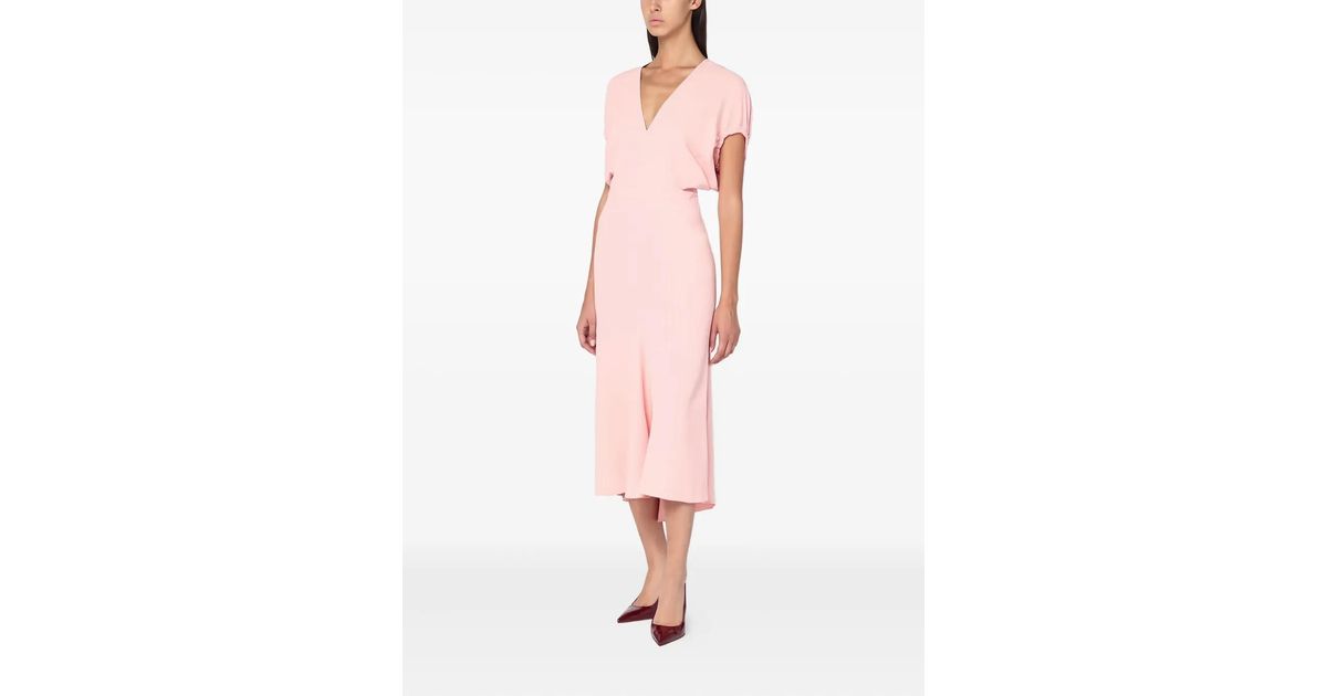 victoria beckham pink midi dress Victoria Beckham Draped Long-sleeve Maxi Dress