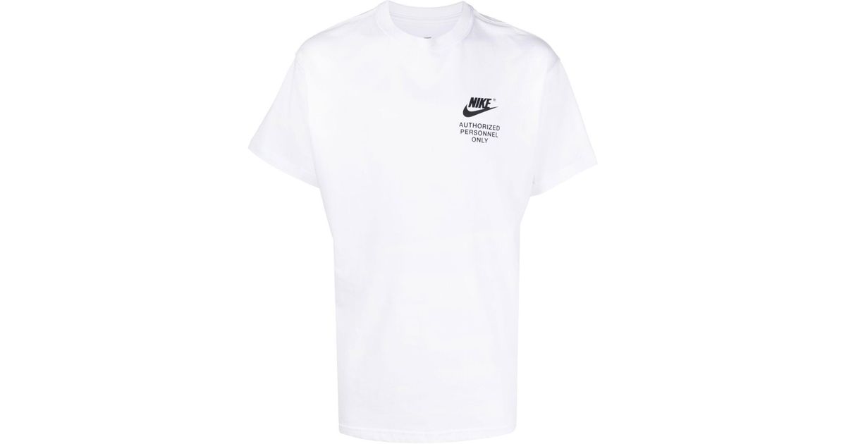Nike Cotton 'authorized Personnel Only' T-shirt in White for Men | Lyst UK