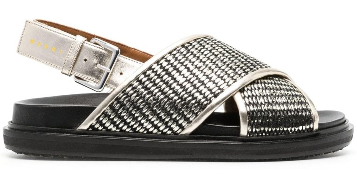 Marni Fussbett Metallic Raffia Sandals | Lyst