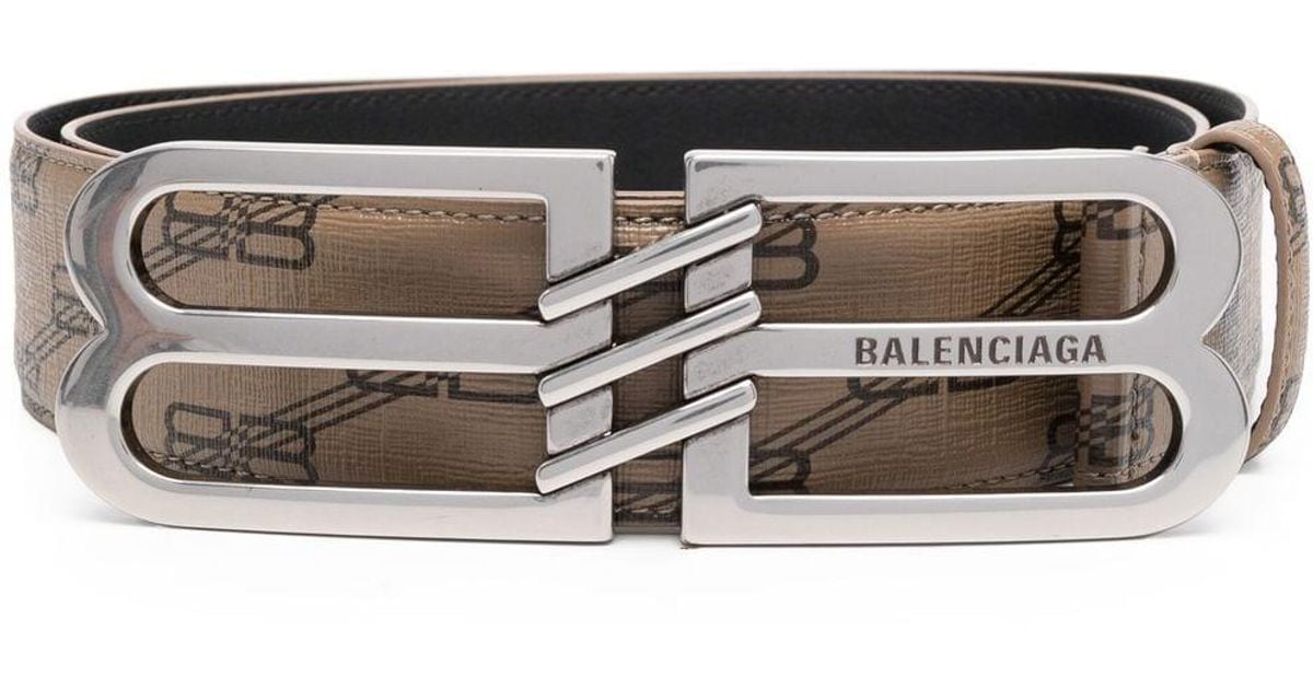 Balenciaga Bb-logo Leather Belt in Natural for Men | Lyst