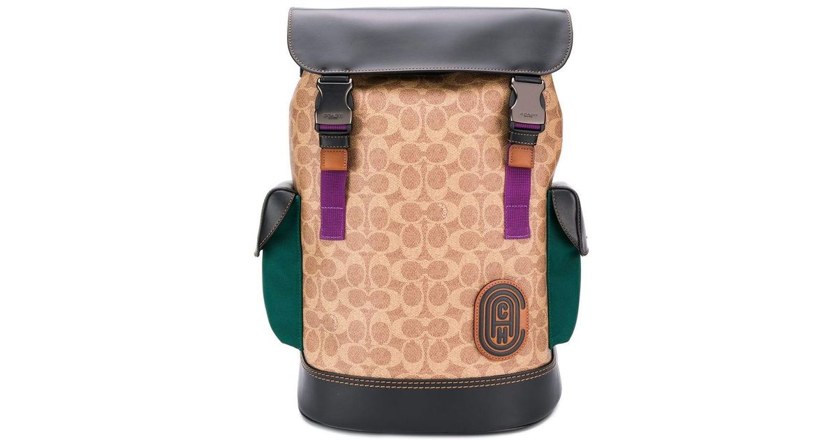 rivington backpack in signature canvas with coach patch